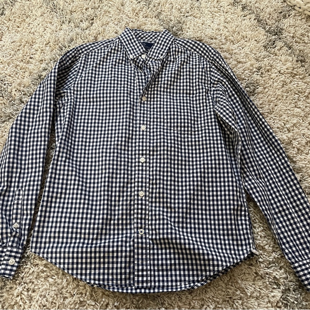 GAP‎ Men's Checkered Navy and White button down